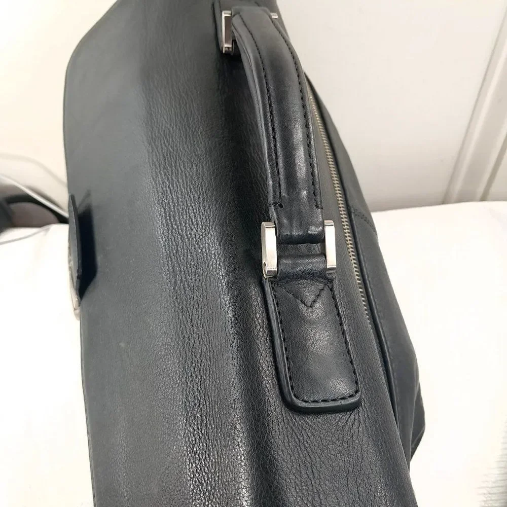 Vintage Gianni Conti Briefcase black leather bag satchel Italy‎ document case